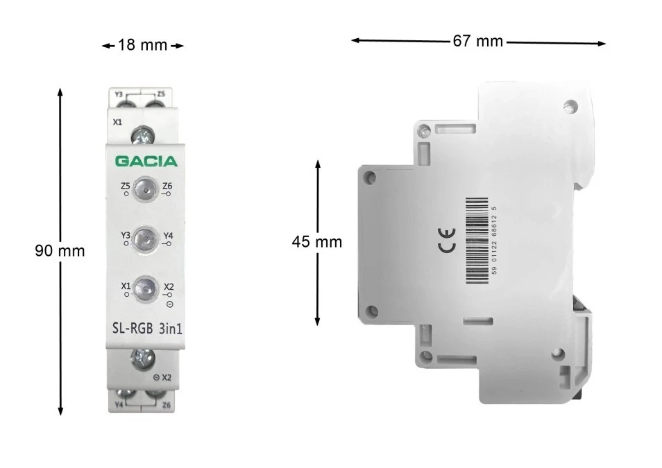 Lampka Kontrolna Sygnalizacyjna Modułowa Trzykolorowa 230V na szynę Gacia - obrazek 3