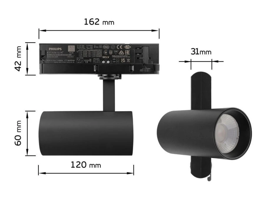 Lampa Szynowa LED Ascela 10W 4000K Czarna Trójfazowa - obrazek 1