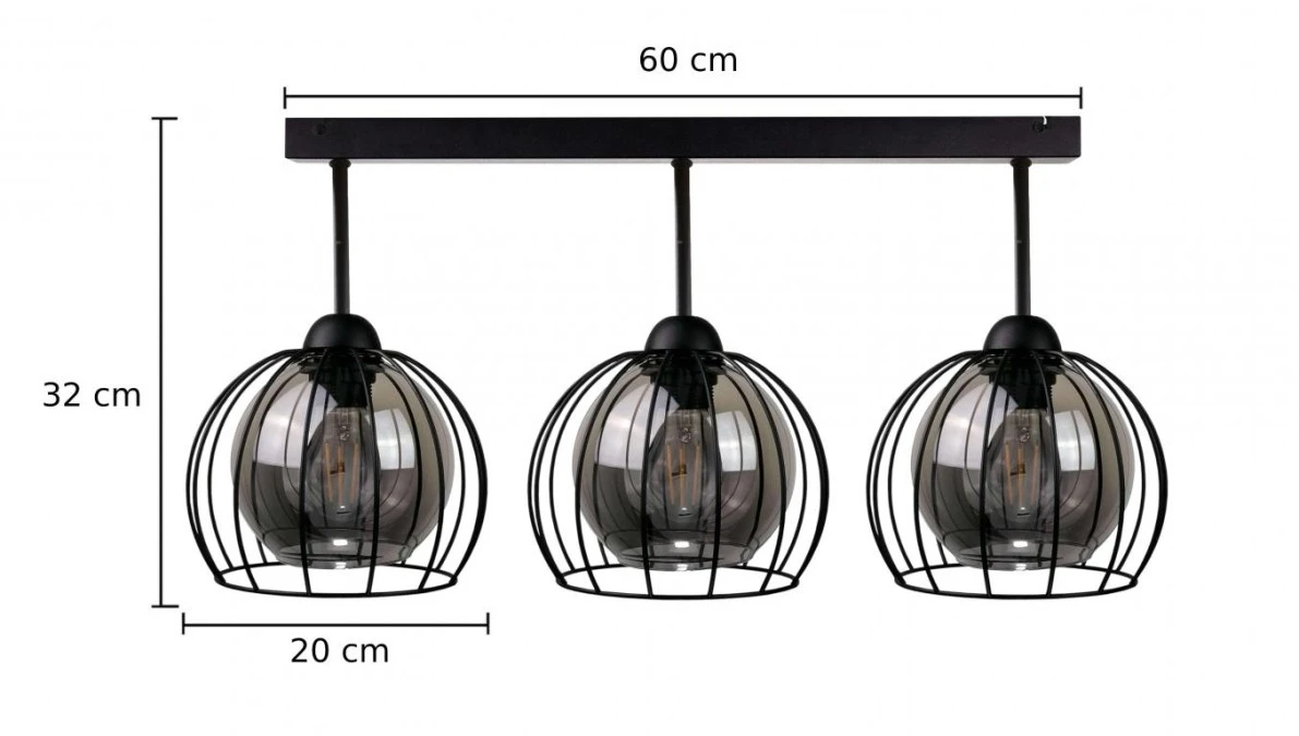 Lampa sufitowa nowoczesna loftowa 3xE27 SOLO BLACK - obrazek 3