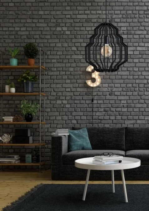 Lampa wisząca nowoczesna drewno 1xE27 RUFO BLACK - obrazek 3