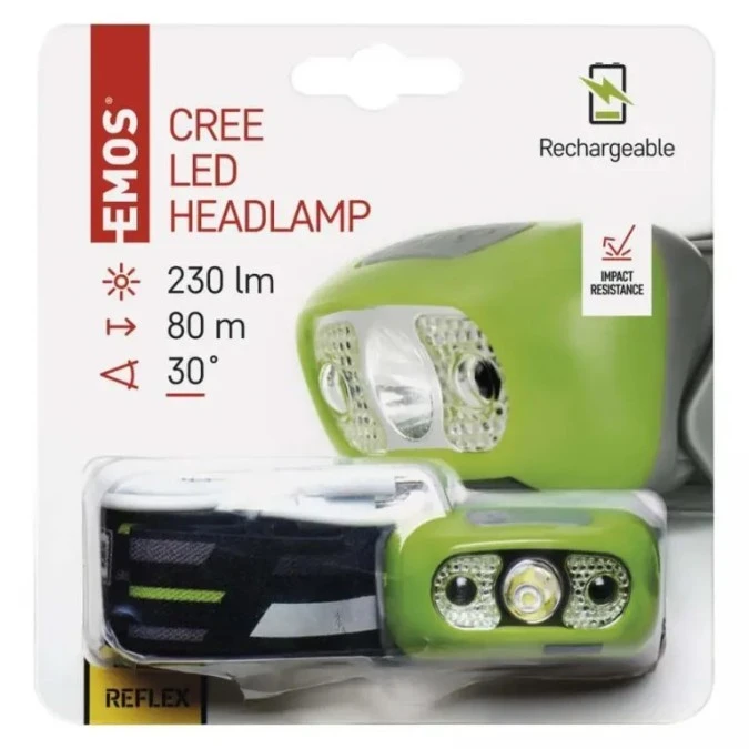 Latarka czołowa LED CREE 5W 230 lm Li‑Pol 1200mAh ładowalna P3534 - obrazek 3