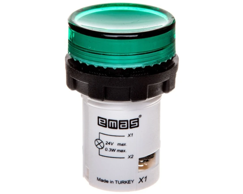 Lampka sygnalizacyjna MB z LED, monoblok, 24V AC/DC, płaski klosz, zielona T0‑MBSD024Y - obrazek 1