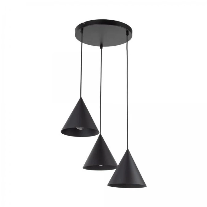 Lampa wisząca na okrągłej rozecie z trzema kloszami CONO E27 kolor czarny 10067 TK Lighting - obrazek 3