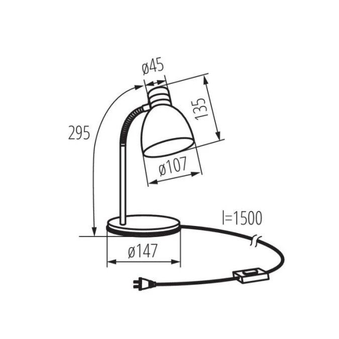 Lampka biurkowa max 10W LED E14 kl.II IP20 ZARA HR‑40‑B czarny 7561 - obrazek 3
