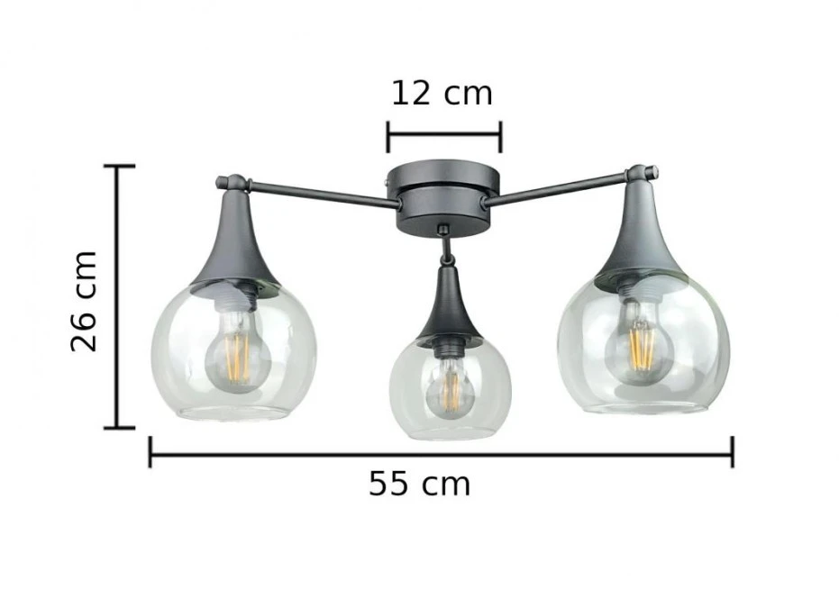 Lampa sufitowa 3xE27 STAR CLEAR BLACK - obrazek 3