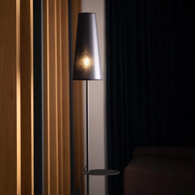 Lampa podłogowa czarna z półką 170cm 1xE27 ZING kolor Czarny 5959 TK Lighting - obrazek 3
