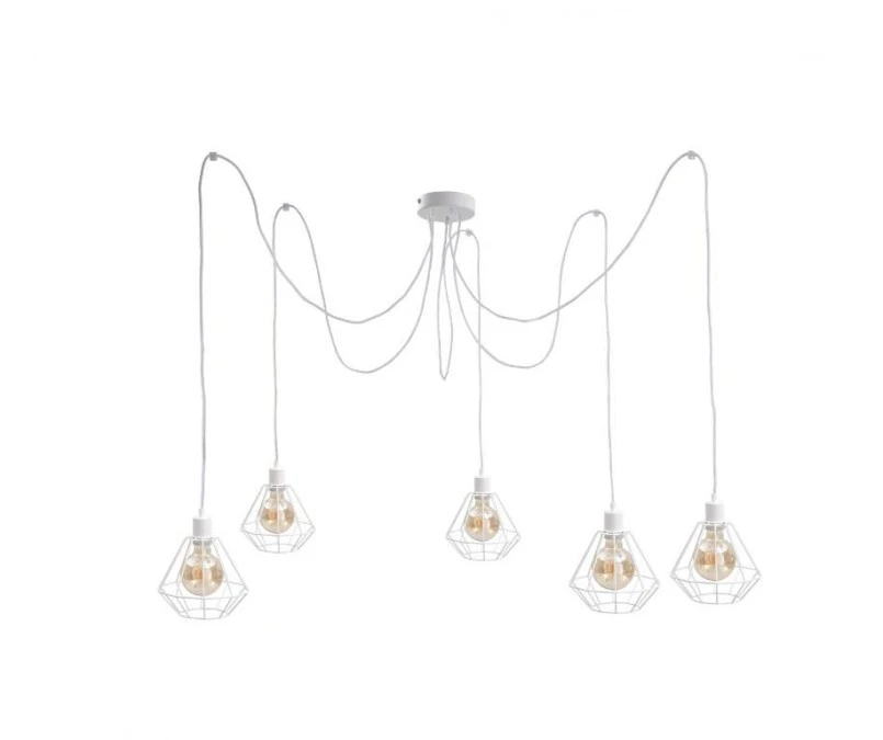 Lampa wisząca loftowa 5xE27 FOSKAL WHITE - obrazek 1