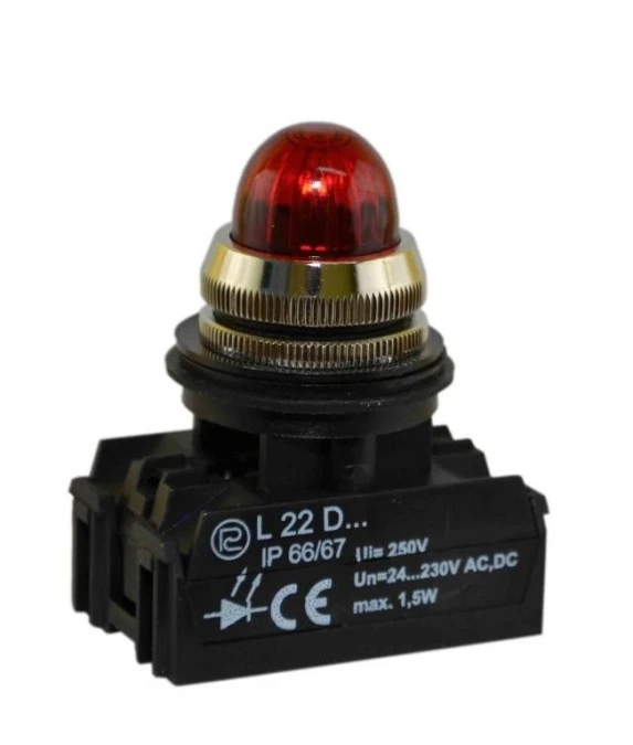 Lampka sygnalizacyjna 22mm czerwona L22GD 24‑230V AC/DC W0‑LDU1‑L22GD C - obrazek 3