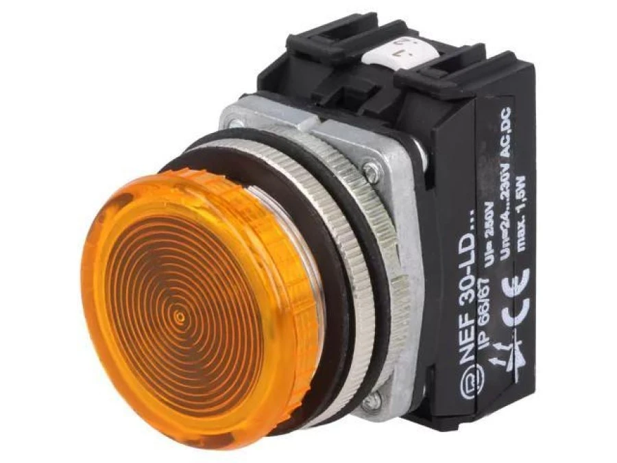 Lampka kontrolna, Podświetlenie: LED (żółty), 24÷230VAC 24÷230VDC, NEF30 NEF30‑LDG 24‑230V AC/DC - obrazek 1