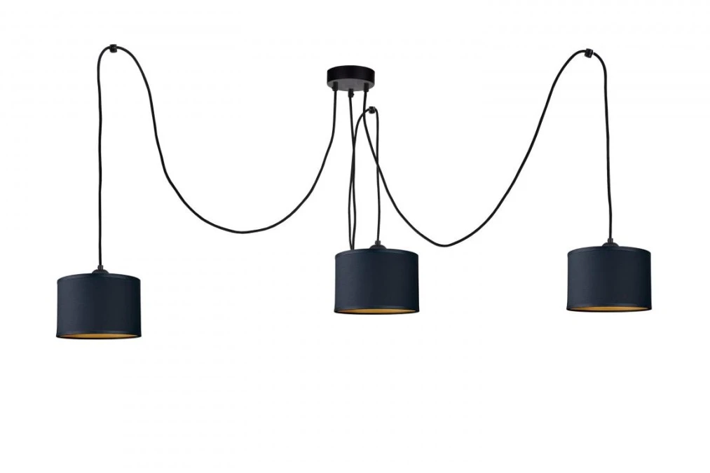 Lampa wisząca nowoczesna abażur 3xE27 FLOW BLACK LONG - obrazek 1