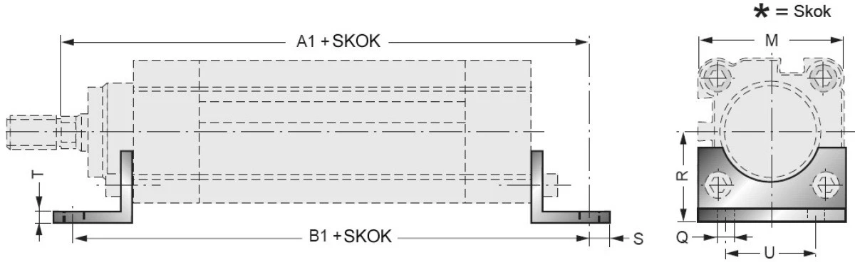 Łapa mocująca do siłownika pneumatycznego D125, ISO15552/6431, ISO21287, ze śrubami montażowymi - obrazek 2