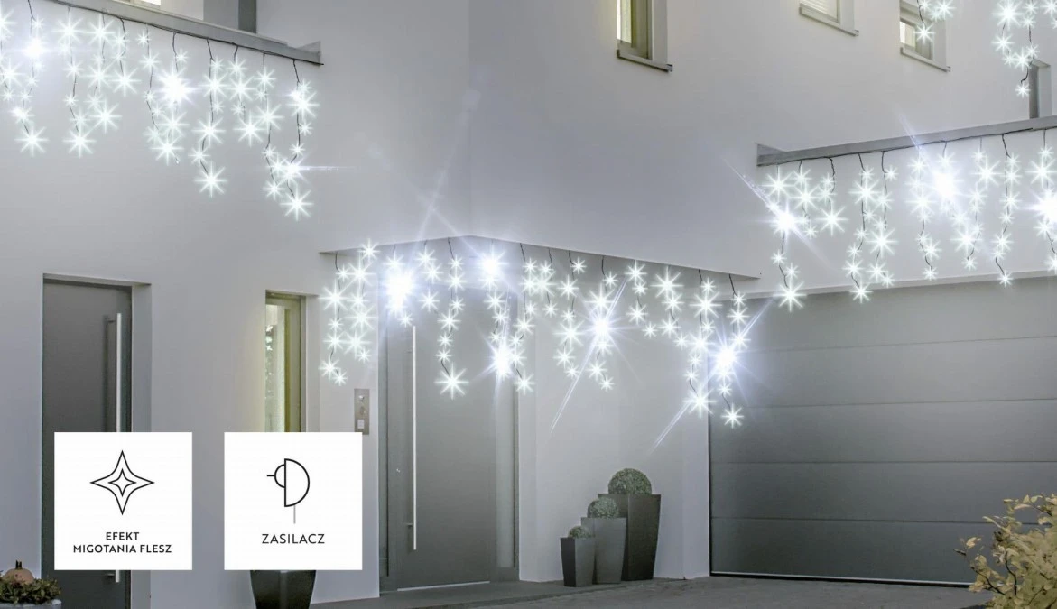 Lampki Bulinex 200led białe zimne 9,60m kurtyna sople flesz - obrazek 3