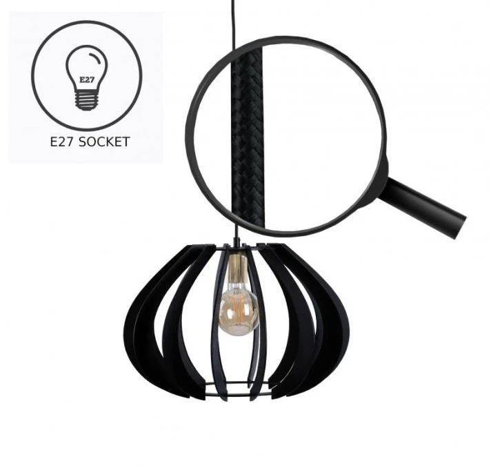 Lampa wisząca nowoczesna drewno 1xE27 GEMMA GOLD - obrazek 3