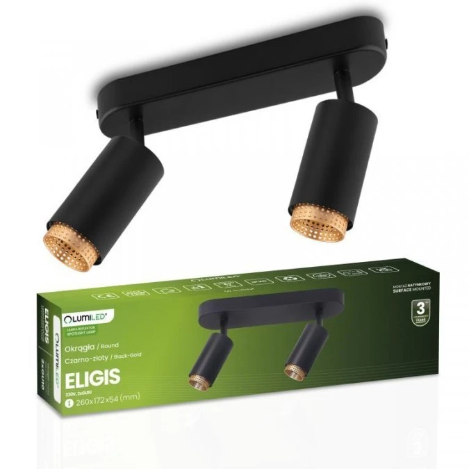 Lampa Sufitowa SPOT TUBA Reflektor Oprawa GU10 Czarny ELIGIS LUMILED - obrazek 2