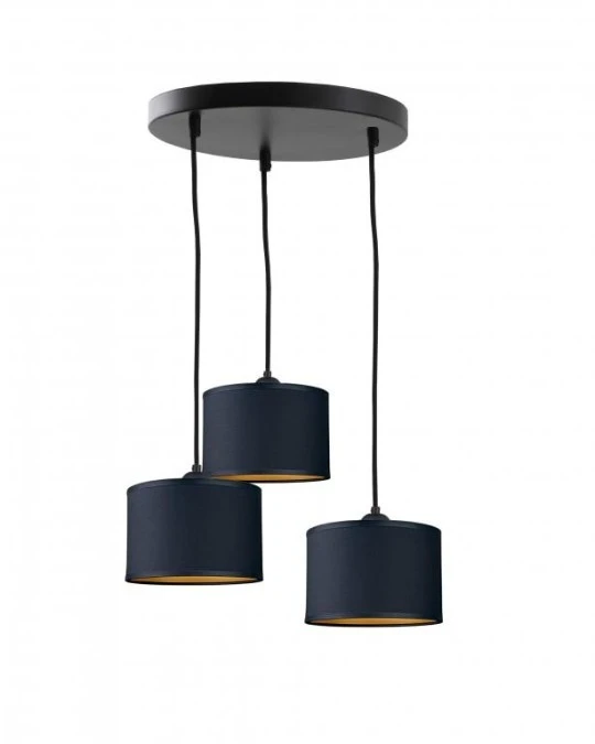 Lampa wisząca nowoczesna abażur 3x E27 FLOW BLACK - obrazek 1