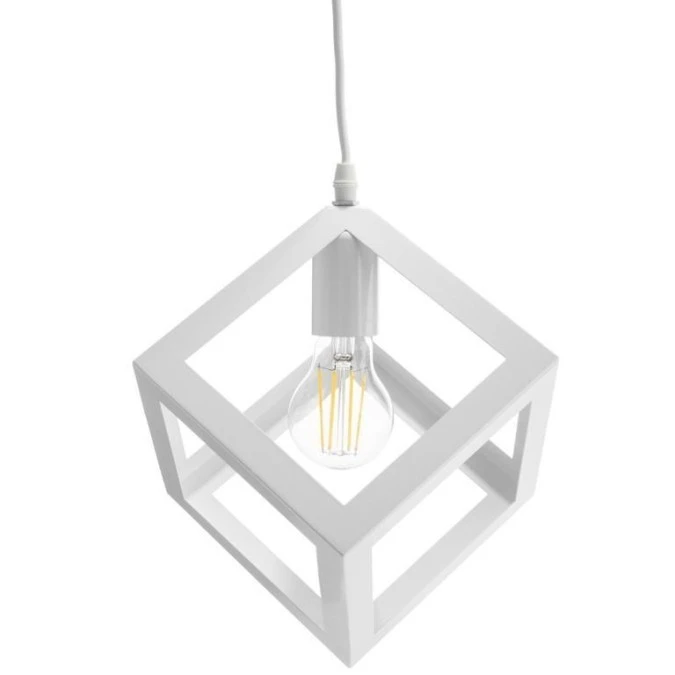 Lampa wisząca TALUS geometryczna kwadrat ZWIS do LED Biała 1x E27 LUMILED - obrazek 1