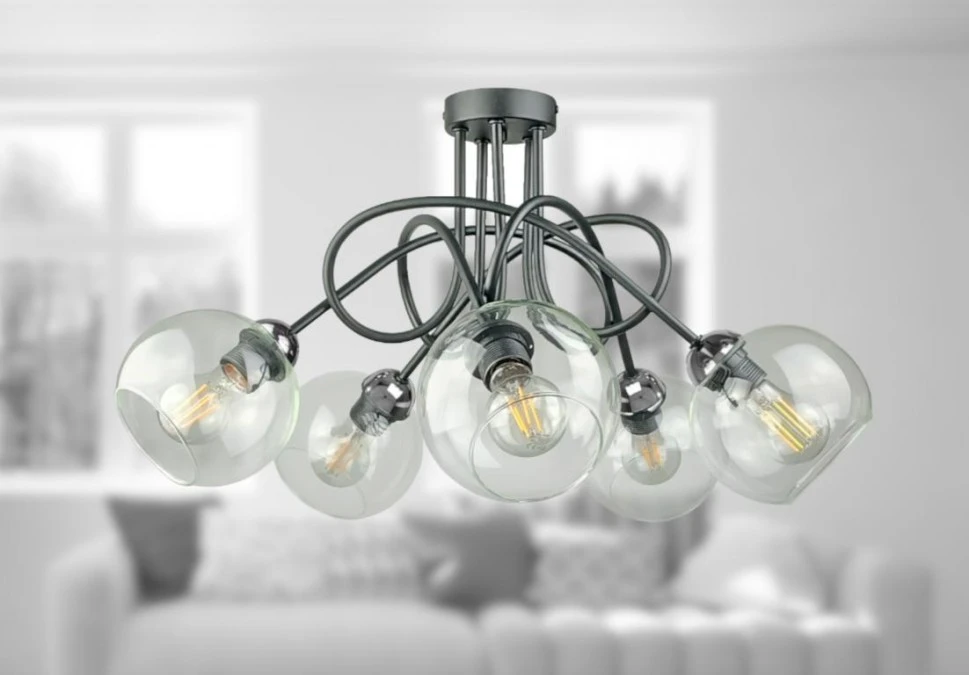 Lampa sufitowa nowoczesna 5xE27 EVIE BLACK/SILVER - obrazek 3