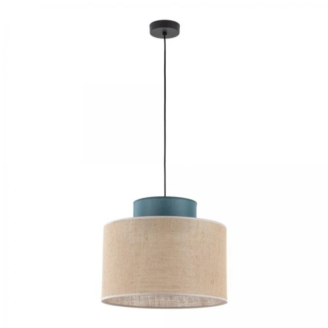 Lampa wisząca z kloszem zielonym i w kolorze juty DUO JUTA GREEN 1xE27 3256 TK Lighting - obrazek 1