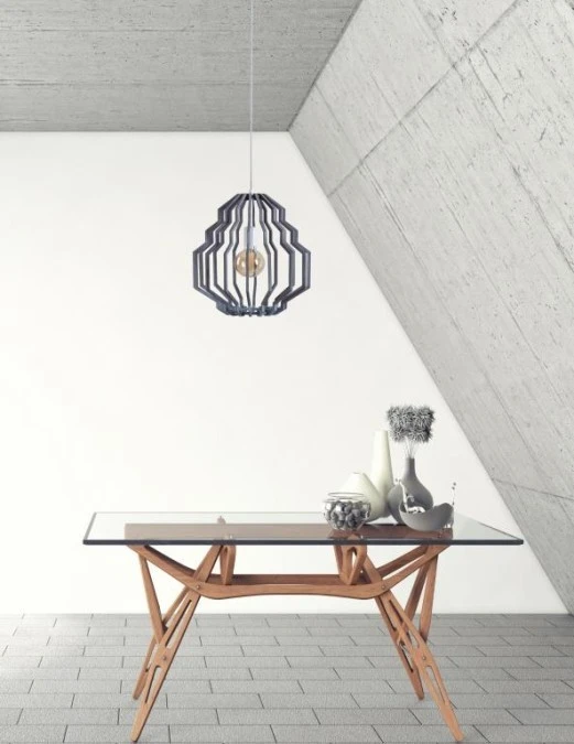 Lampa wisząca nowoczesna drewno 1xE27 RUFO GREY - obrazek 2