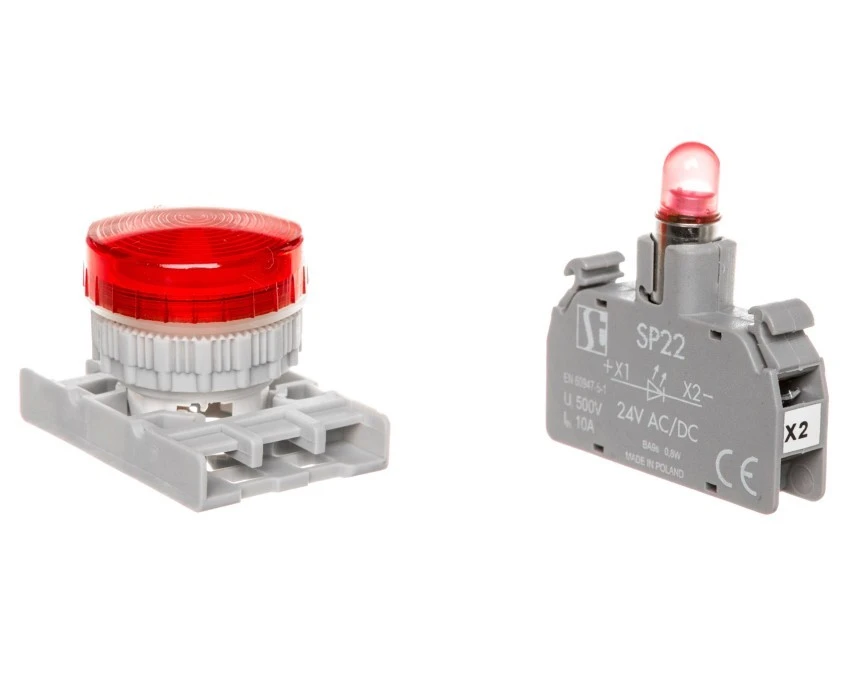 Lampka sygnalizacyjna 22mm czerwona 24V AC/DC SP22‑LC‑24‑LEDAC/DC - obrazek 2