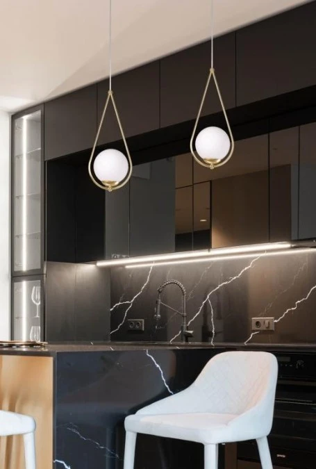 Lampa wisząca w kształcie łezki NEVE GOLD z szklanym kloszem, gwint E14 K‑4775 Kaja Lighting - obrazek 2
