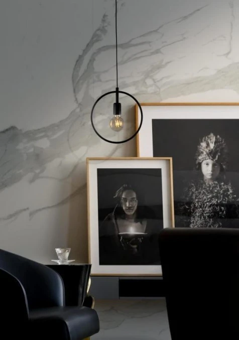 Lampa wisząca GEO z metalową czarną obręczą, odsłonięta żarówka K‑3833 Kaja Lighting - obrazek 2