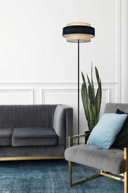 Lampa podłogowa na E27 czarna z podwójnym abażurem GATO K‑5235 Kaja Lighting - obrazek 3