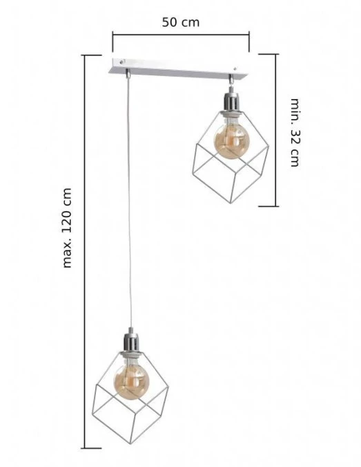 Lampa wisząca loftowa 2xE27 RUBEN SILVER - obrazek 2
