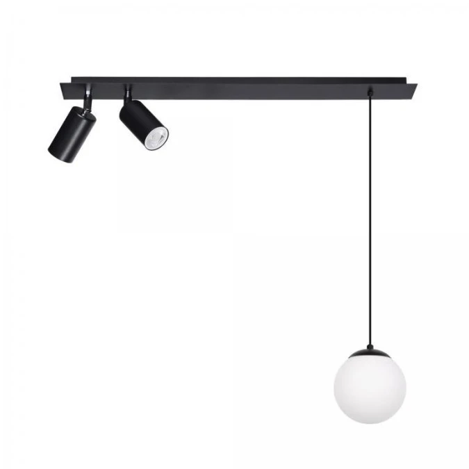 Lampa sufitowa ALBIO na rozecie reflektory na GU10 i zwis z klasycznym szklanym kloszem na E14 K‑4137 Kaja Lighting - obrazek 1