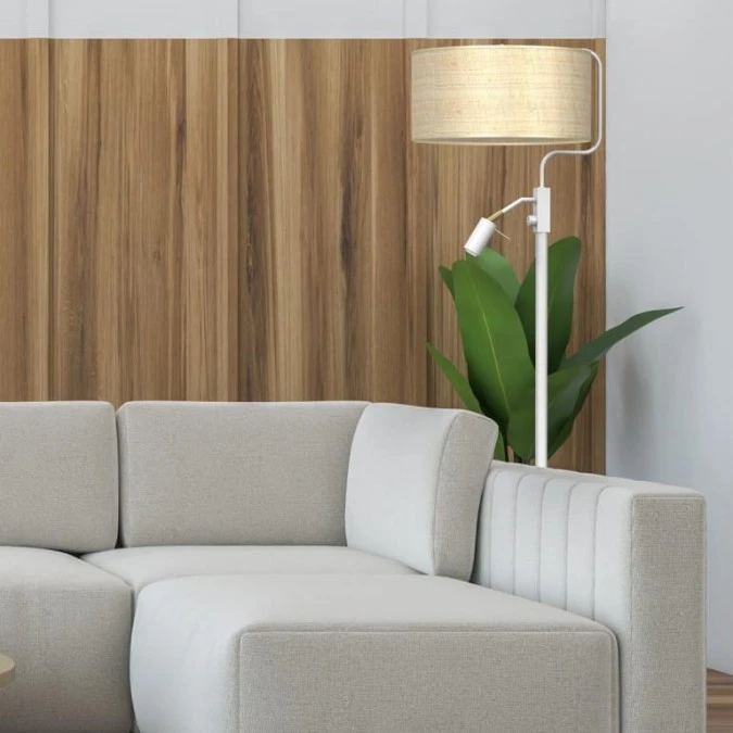 Lampa podłogowa MARSHALL WHITE / RATTAN 1xE27 + 1x mini GU10 MLP7492 Milagro - obrazek 3