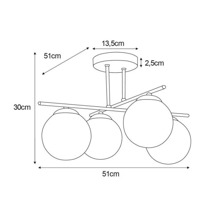 Lampa sufitowa DELTA, cztery szklane bursztynowe klosze Ø14 cm K‑5161 Kaja Lighting - obrazek 2