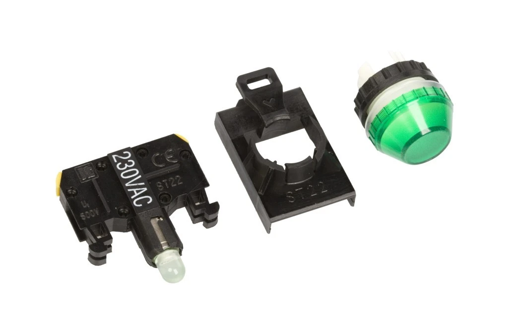 Lampka sygnalizacyjna 22mm zielona 230V AC LED ST22‑LZ‑230‑LEDAC - obrazek 2