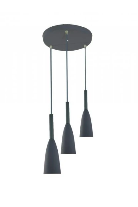 Lampa wisząca z rodziny SOLIN w kolorze szarym okrągła podsufitka metalowe klosze LP‑181/3P GR Light Prestige - obrazek 1