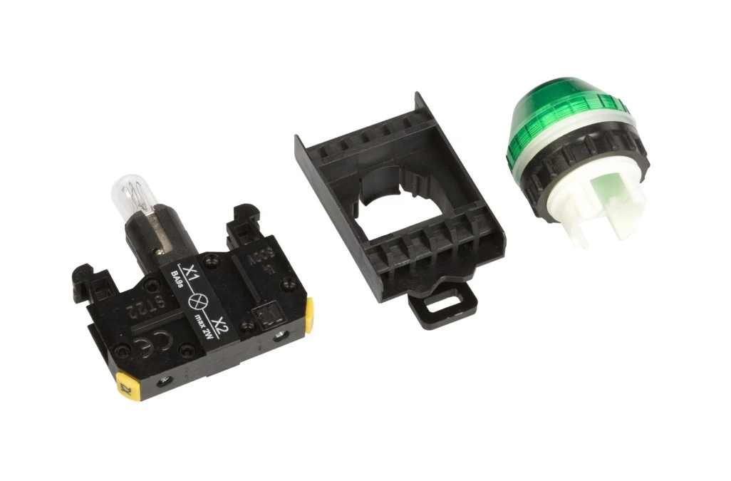 Lampka sygnalizacyjna 22mm zielona 230V AC żarówka ST22‑LZ‑230‑BA9S. - obrazek 1