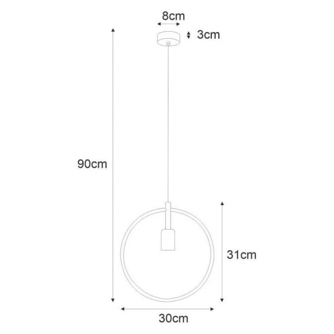 Lampa wisząca GEO z metalową czarną obręczą, odsłonięta żarówka K‑3833 Kaja Lighting - obrazek 3