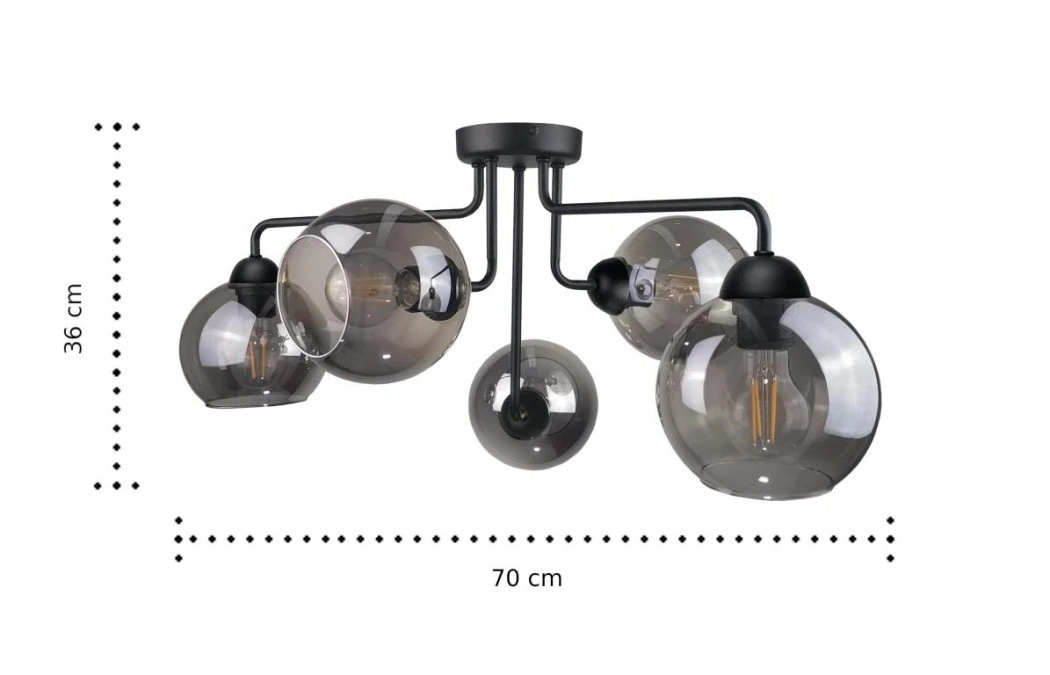 Lampa sufitowa nowoczesna 5xE27 COSMO BLACK - obrazek 3