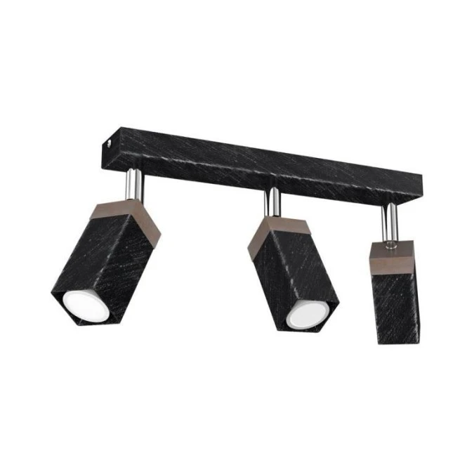Lampa sufitowa SOLO SAWN BLACK / PATINATED WOOD 3x mini GU10 MLP7473 Milagro - obrazek 1