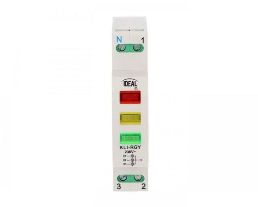 Lampka modułowa 3‑fazowa czerwona/żółta/zielona LED 3x230V+N AC KLI‑RGY 32893 - obrazek 1