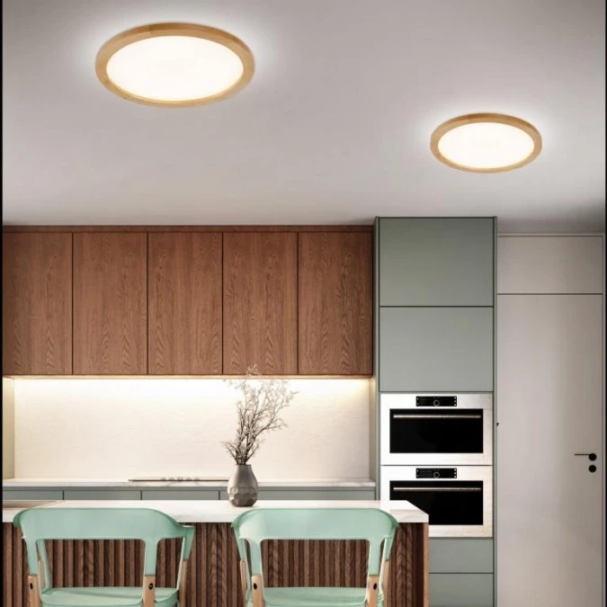 Lampa sufitowa okrągła z drewnianą obwódką średnica 50cm zmienna barwa AQUA WOOD BUK 45W LED 18008 TK Lighting - obrazek 2