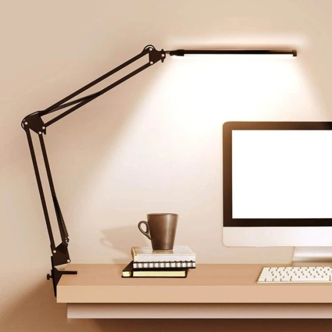 Lampka Biurkowa Kreślarska Stołowa LED 8W CCT USB Ściemnialna COSMI Biała z uchwytem Lumiled - obrazek 1