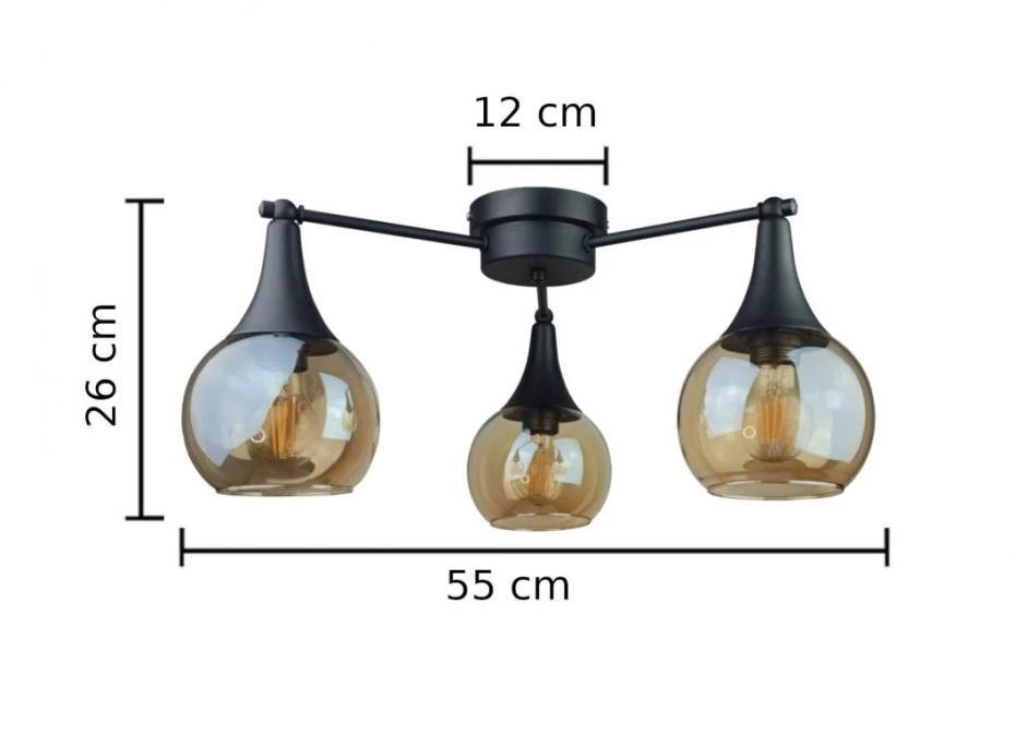 Lampa sufitowa nowoczesna 3xE27 STAR HONEY BLACK - obrazek 3