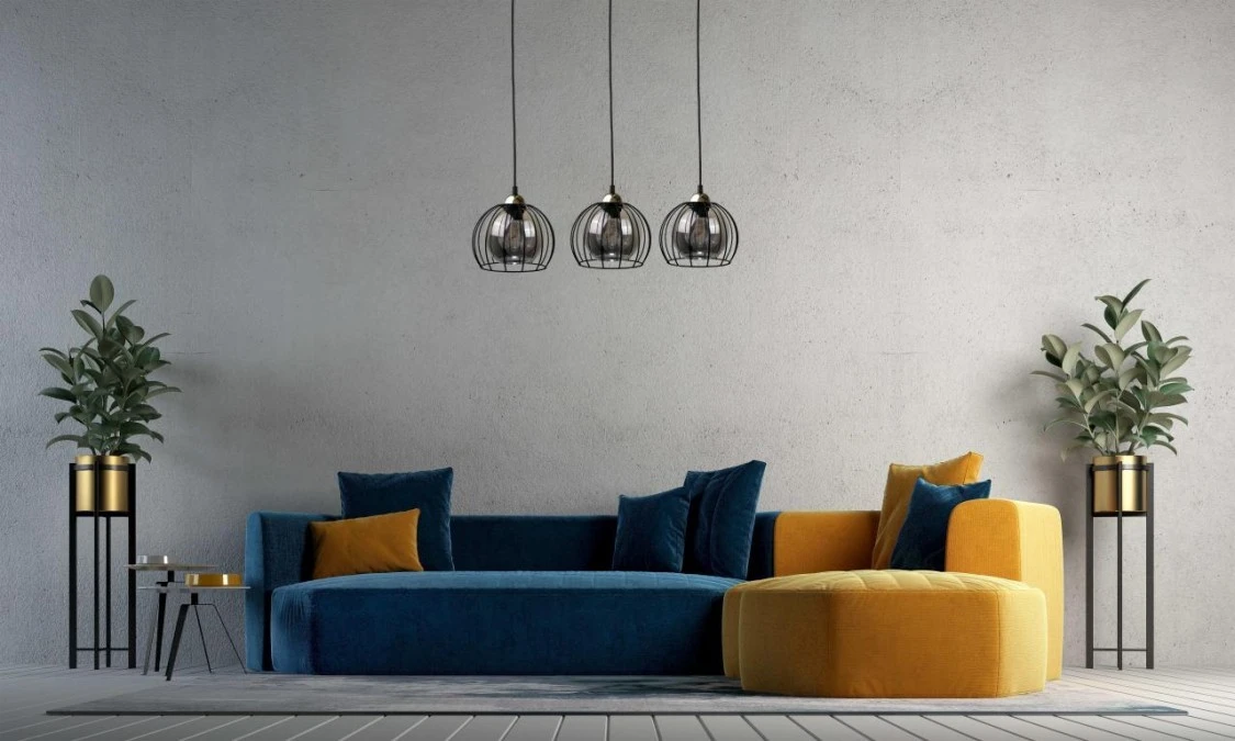 Lampa wisząca loftowa nowoczesna 3xE27 SOLO BLACK/GOLD - obrazek 2