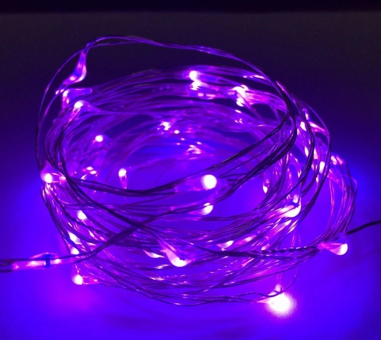 Lampki led zewnętrzne ŁEZKI 12V 5m 50LED fioletowe IP65