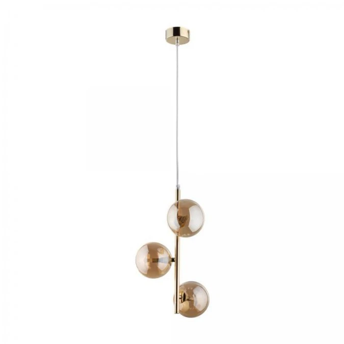 Lampa wisząca ze złotymi elementami i bursztynowymi kloszami ESTERA 4838 3xG9 TK Lighting - obrazek 1