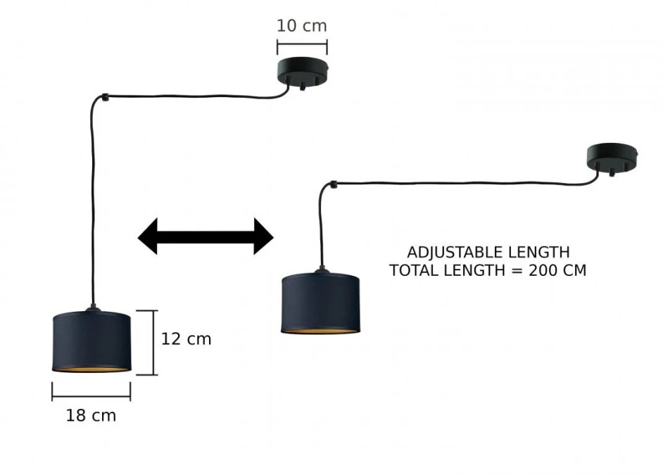 Lampa wisząca nowoczesna abażur 5xE27 FLOW BLACK LONG - obrazek 3