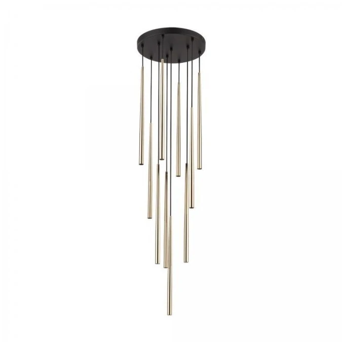 Lampa wisząca Piano czarno‑złota, dziesięć kloszy rurek na G9 10118 TK Lighting - obrazek 1