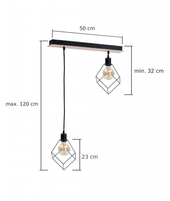 Lampa wisząca loftowa 2xE27 RUBEN WOOD - obrazek 2