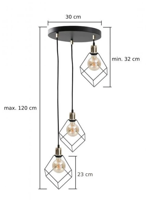 Lampa wisząca loftowa 3x E27 RUBEN GOLD - obrazek 2