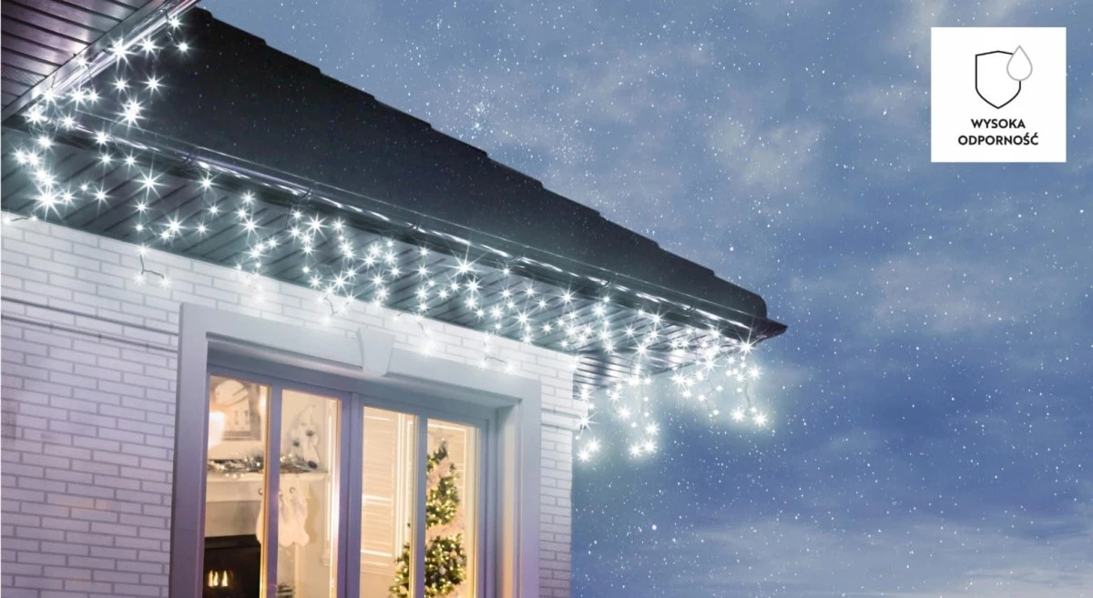 Lampki Bulinex kurtyna sople 200led biały zimny 9.6m biały gruby przewód - obrazek 2