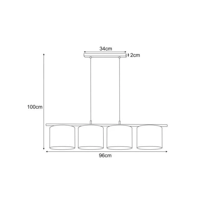 Lampa wisząca czarna ZIMBO, listwa sufitowa, cztery abażury K‑5223 Kaja Lighting - obrazek 2